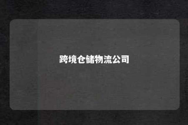 跨境仓储物流公司 跨境电商物流仓储